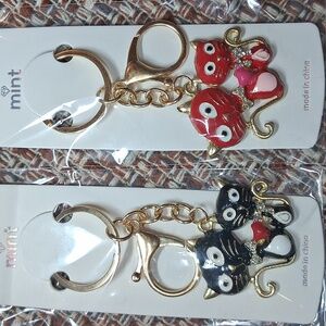 Mint Cat Keychain Set - Black and Red New In Package
